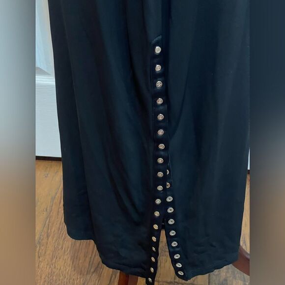 Celine Black Sleeveless Midi Dress with Silver Triomphe Button Detail SZ 44 - Picture 3 of 5